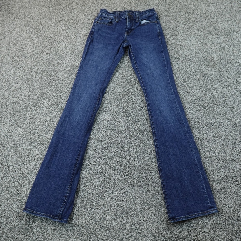 Aeropostale Jeans Womens 00 Dark Blue Denim Pants Mid Rise Boot Cut Stretch Flex